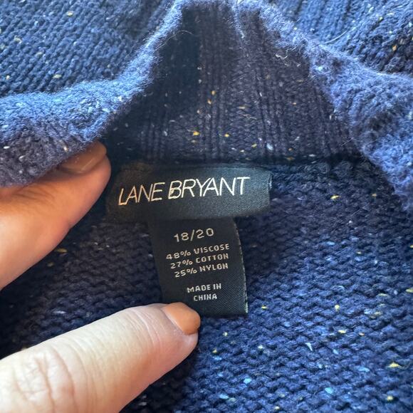 Lane Bryant Blue Speckled Open Front Cardigan 18/20 EUC Grandpa Boho Pockets - Picture 6 of 7